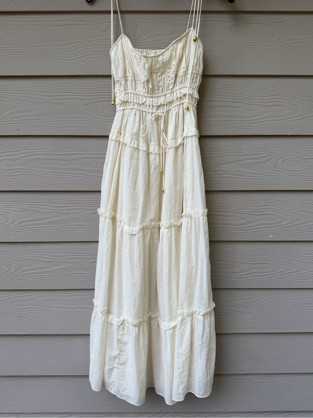 Kivari Cream Dress with Gold Accent Drawcord